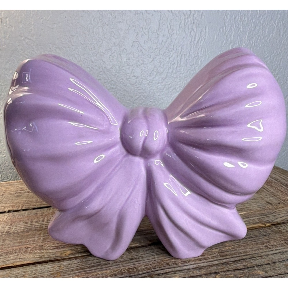 Purple Glossy Ceramic Bow, Girls/Nursery Decor Decoration Ceramic Bow Aesthetic